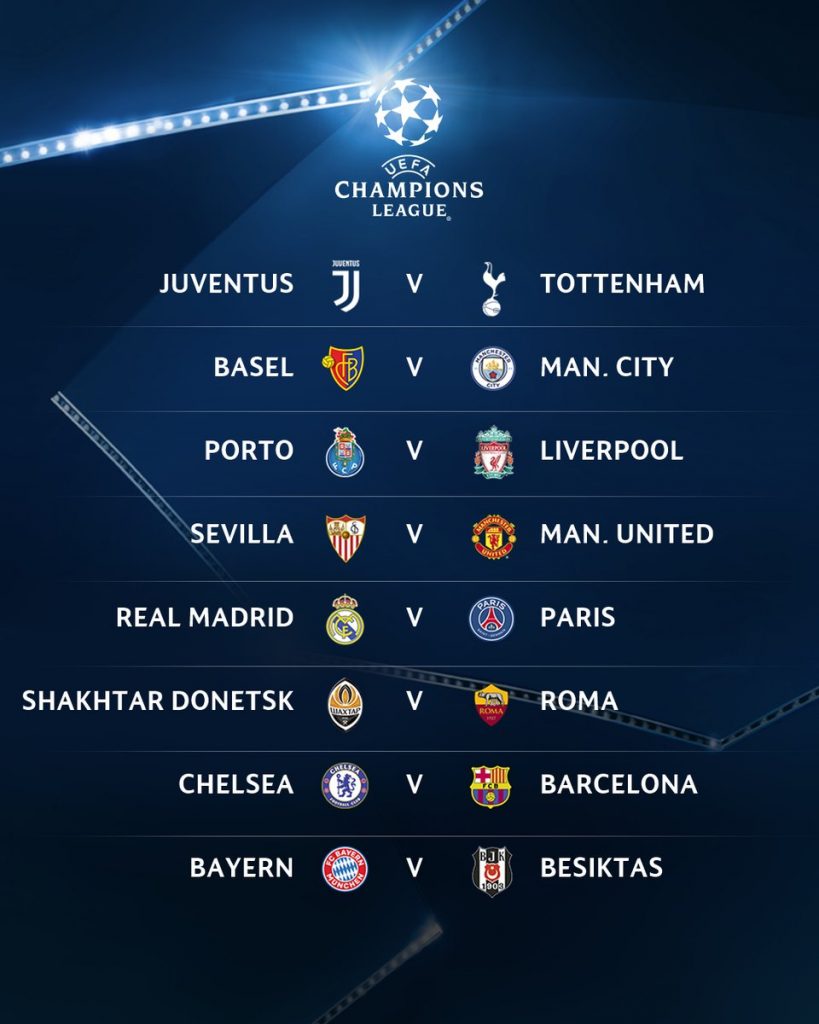 Results Ucl Draw Round 16 