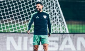 Aguero Training Enjoying