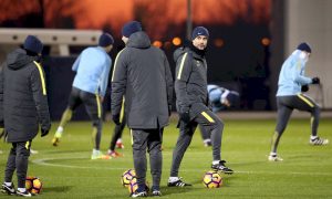 Manchester City manager Pep Guardiola in training