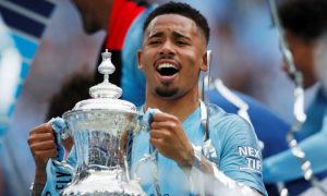 Manchester City attacker Gabriel Jesus celebrates FA Cup